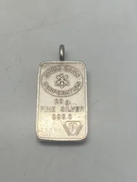 Original 20 grams barre af finsølv - lavet som vedhæng
