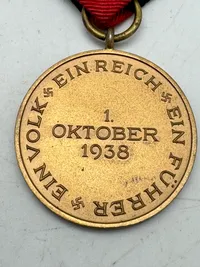Original Anschluss German Czech 1st Oktober 1938 Medal.