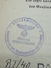 Bog fra Tysk marine bibliotek i DK WW2