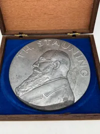 Original STAUNING plakette  i trækasse