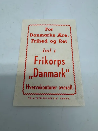 Originalt sjældent Propaganda mærkat  Frikorps Danmark