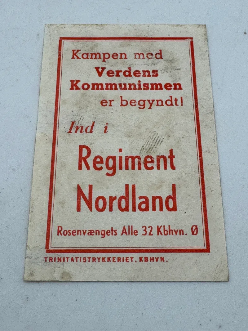 Originalt sjældent Propaganda mærkat  Regiment Nordland