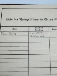 Originalt Ahnenpass fra Dansker, godt udfyldt