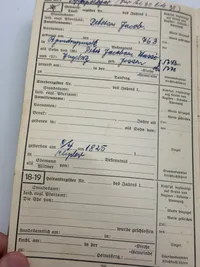 Originalt Ahnenpass fra Dansker, godt udfyldt