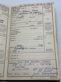 Originalt Ahnenpass fra Dansker, godt udfyldt
