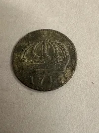 Original Svensk nødmønt fra 1715, fundet på Sydsjælland