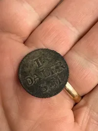 Original Svensk nødmønt fra 1715, fundet på Sydsjælland