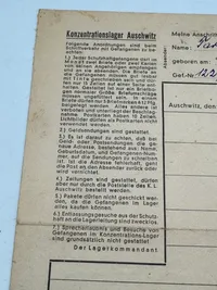 Originalt Sjældent brev fra Auschwitz 1941