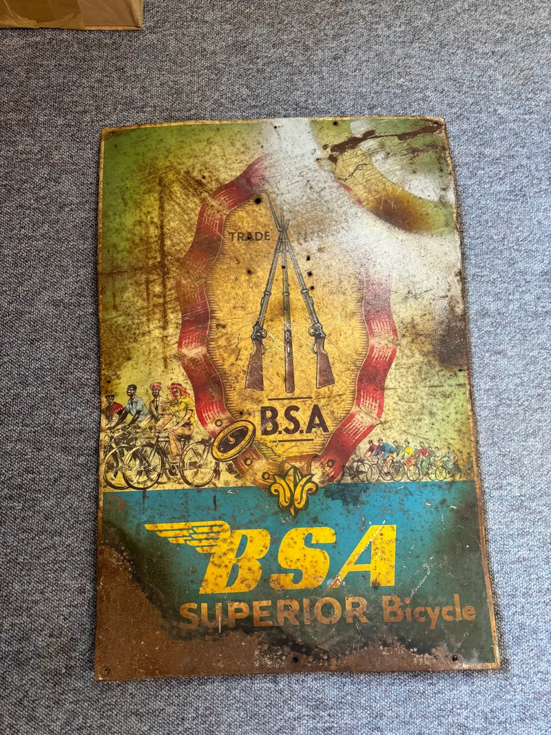 Stort originalt BSA skilt