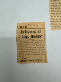 Samling Samtidige avisudklip om frikorps Danmark