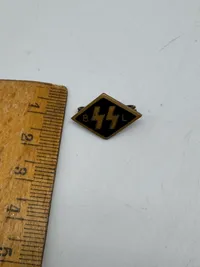 Original SS. A Flemish SS Supporting Member’s Pin,double Sig runes flanked by initials “BL” for Begunstigende Ledenspeld