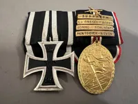 Original velholdt tysk WW1 medaljespange med urkunde
