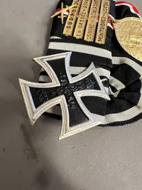Original velholdt tysk WW1 medaljespange med urkunde