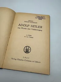 Adolf Hitler bog tilhørt Dansk nazist der begik Selvmord i Maj 1945