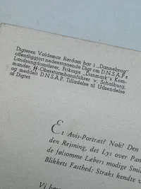 Ekstremt sjælden originalt program fra Von Schalburgs mindehøjtid, kendes kun i ganske få eksemplarer
