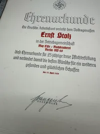 Originalt tysk DAF æres urkunde - ww2