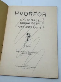 Sjældent originalt DNSAP hæfte - Hvorfor?