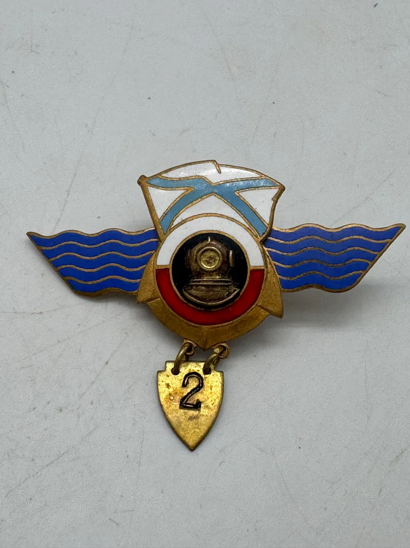 Original Rare Russian ARMY NAVY DIVER BADGE pin Andrew's flag wings 2 CAT