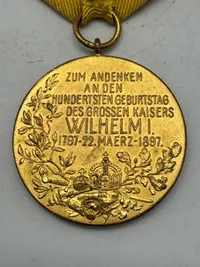 Original KAISER WILHELM I COMMEMORATIVE MEDAL 1897.