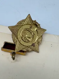 Original USSR Afghanistan krigen  deltager medalje med urkunde