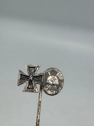 Original Tysk Jernkors og såret tegn i sølv nål WW2
