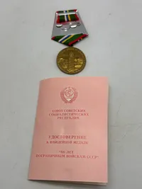 Original Russisk medalje med urkunde
