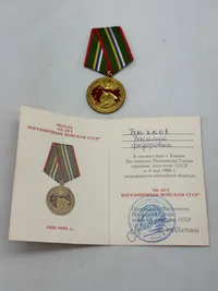 Original Russisk medalje med urkunde