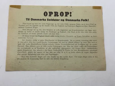 Originalt Oprop nedkastet over Danmark den 9 April 1940