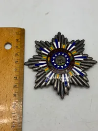 Vintage Chinese China WW2 Large Enameled Order Medal Award Ching Discussion of Memorial