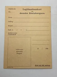 Originalt ubrugt legitimationskort - anvendt af modstandsbevægelsen til at forfalske id med
