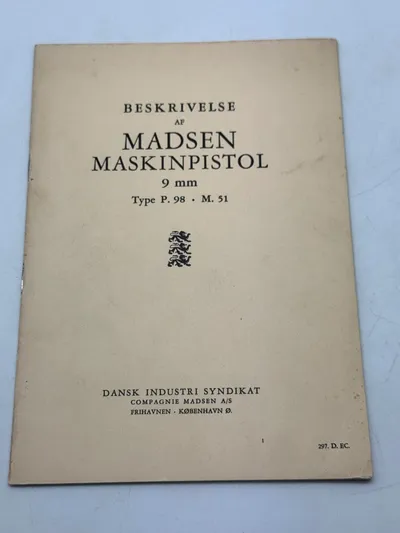 Sjældent originalt Madsen instruktionshæfte