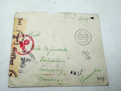 Original feldpost kuvert sendt fra frivillig til Danmark
