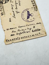 Original feldpost kuvert sendt fra frivillig til Danmark
