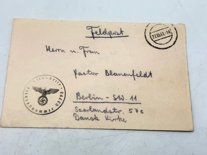 Original feldpost kuvert sendt til dansk præst - ww2