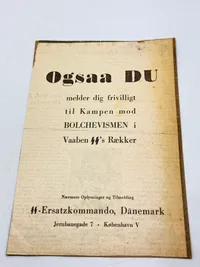Original hverveannonce til frikorps Danmark