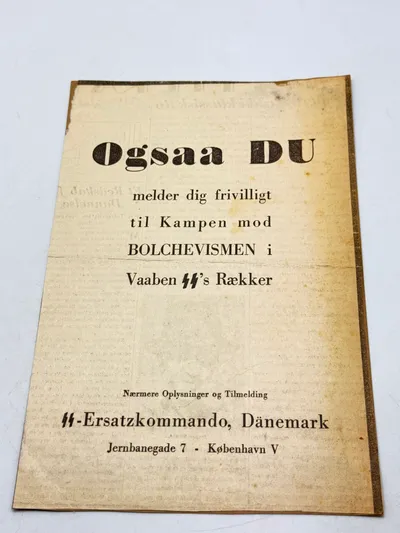 Original hverveannonce til frikorps Danmark