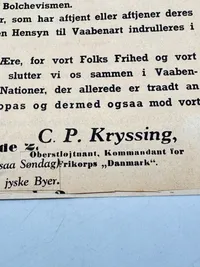 Originalt Frikorps Danmark avis udklip - stemplet med dato