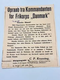 Originalt Frikorps Danmark avis udklip - stemplet med dato