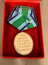 Hjv medallje af sølv 25 år oval