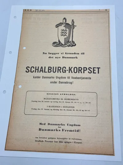 Original hverveannonce schalburgkorpset