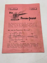 Original Pocket Instructions for Panzerfaust WW2