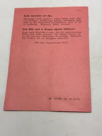 Original Pocket Instructions for Panzerfaust WW2