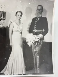 Originalt SS pressefoto Von Schalburg med frue