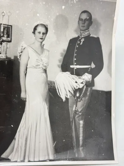 Originalt SS pressefoto Von Schalburg med frue