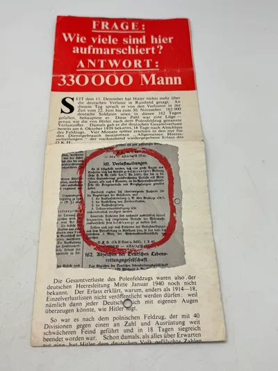 Originalt sjældent sort propaganda nedkastet fra allierede fly WW2 var forbundet med dødsstraf at besidde