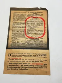 Originalt sjældent sort propaganda nedkastet fra allierede fly WW2 var forbundet med dødsstraf at besidde