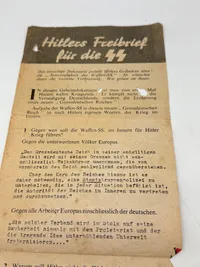 Originalt sjældent sort propaganda nedkastet fra allierede fly WW2 var forbundet med dødsstraf at besidde