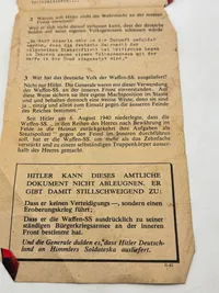 Originalt sjældent sort propaganda nedkastet fra allierede fly WW2 var forbundet med dødsstraf at besidde
