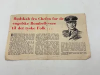 Originalt sjældent sort propaganda nedkastet fra allierede fly WW2 var forbundet med dødsstraf at besidde