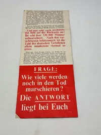 Originalt sjældent sort propaganda nedkastet fra allierede fly WW2 var forbundet med dødsstraf at besidde